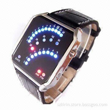 Alloy Electroplate Case with Stainless Steel Strap/Back Cover and Red/Blue LED Movement